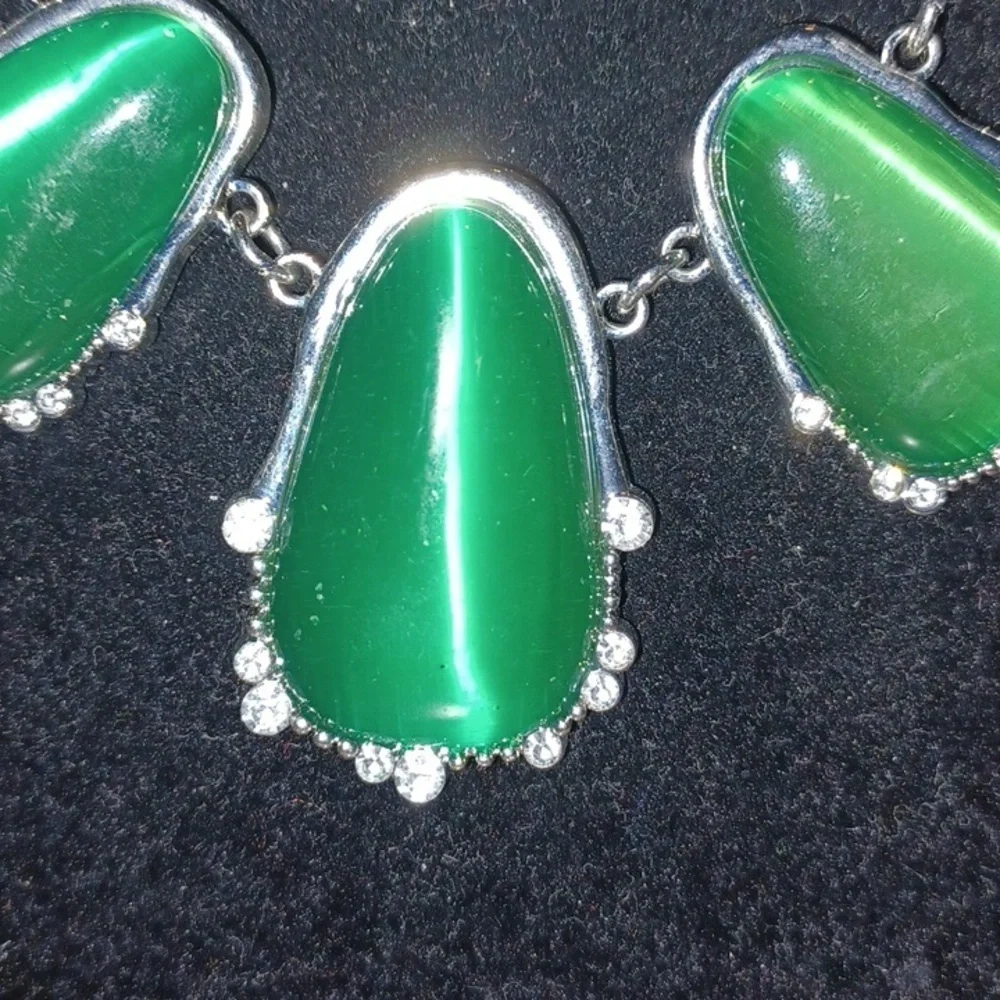Emerald green octagon shape necklace